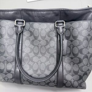 Coach Black and Gray Signature Business Tote